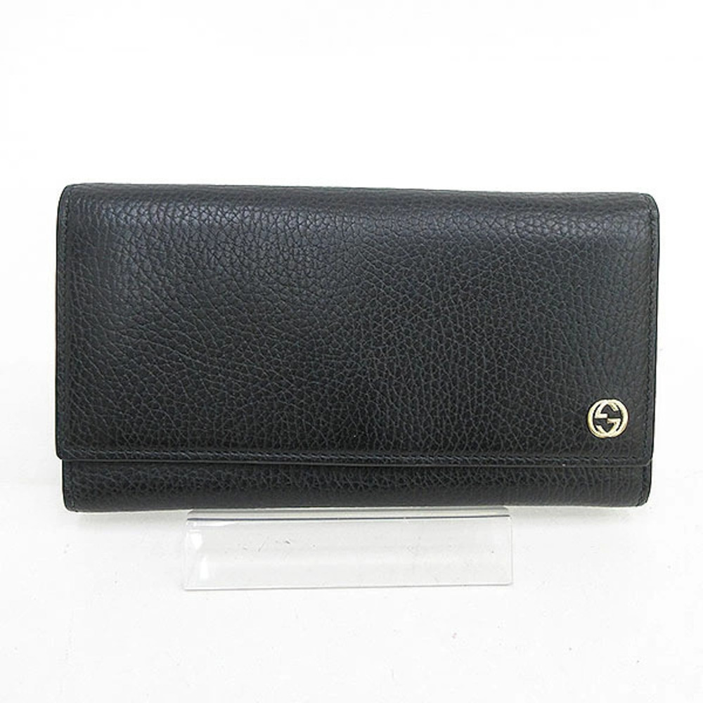 GUCCI Long Wallet Interlocking Black Leather - Picture 1 of 9